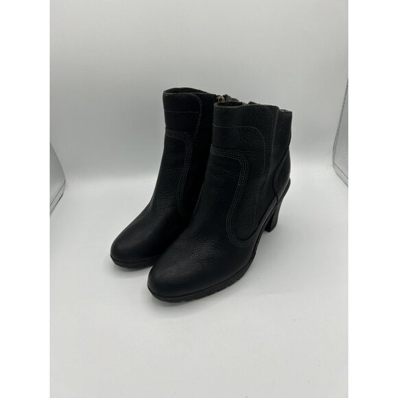 Timberland Black Leather Heeled Ankle Motorcycle Riding Dress Boots Size 6 - Picture 2 of 9